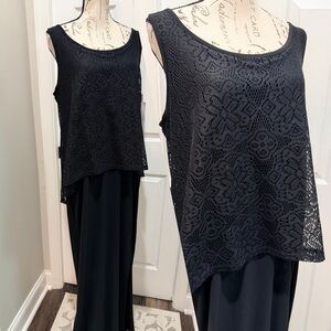 SL Fashions Black High Low Lace Overlay Dress